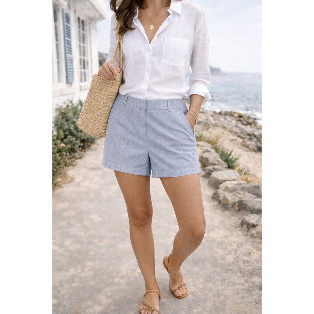 J.Crew NWT City Fit Chambray Shorts Women Size 8 Blue Tailored Casual Summer